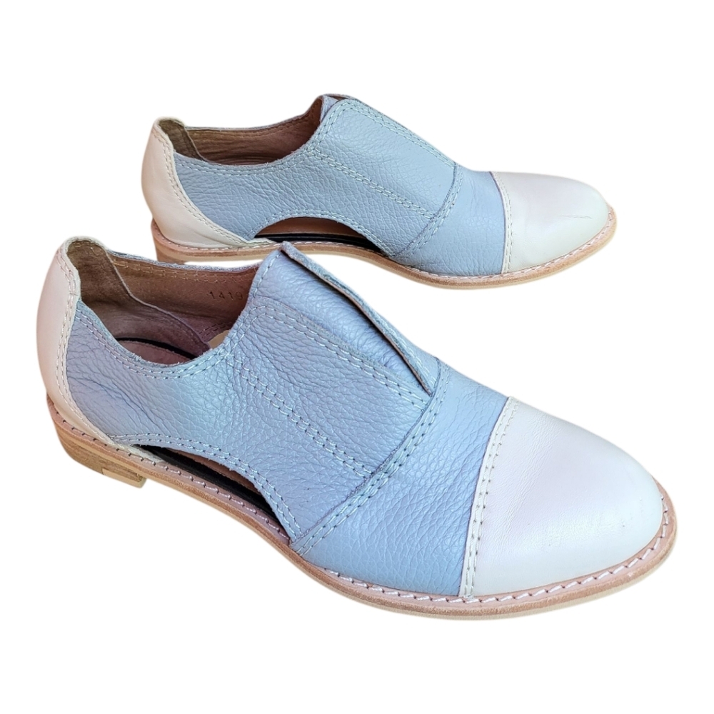 ALL BLACK Cutout Cowman- Light Blue And White Shoes Womens‎ Size 37/6.5